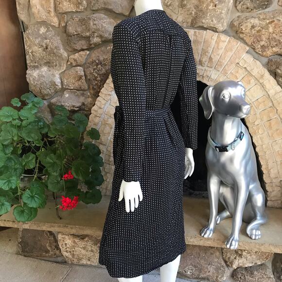 Gap Long Sleeve Wrap Dress Modest Polka Dot Black White Women's Small - Picture 2 of 8